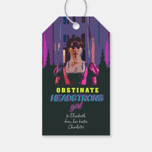 Trendy Neon Cyberpunk Obstinate Headstrong Girl Gift Tags