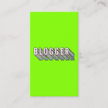Trendy Neon Green 3d Typography Blogger Minimal Business Card by moodii at Zazzle