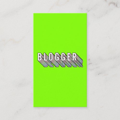 Trendy neon green 3d typography blogger minimal business card
