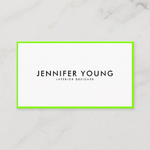 Trendy neon green minimalist modern professional business card