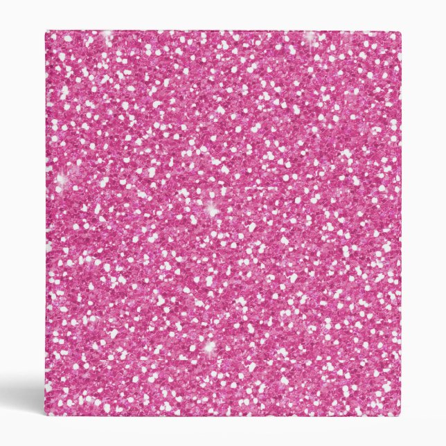 Trendy Neon Hot Pink Glitter Binder (Front)