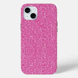 Trendy Neon Hot Pink Glitter iPhone 15 Plus Case