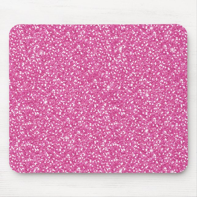 Trendy Neon Hot Pink Glitter Mouse Pad (Front)