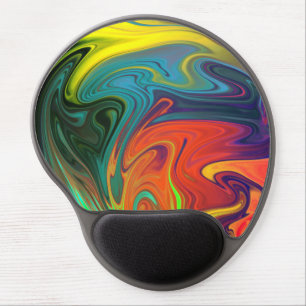 Trendy neon orange red blue yellow green Abstract Gel Mouse Pad