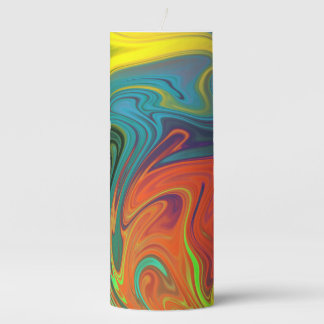 Trendy neon orange red blue yellow green Abstract Pillar Candle