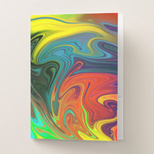 Trendy neon orange red blue yellow green Abstract  Pocket Folder
