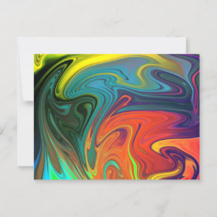 Trendy neon orange red blue yellow green Abstract Postcard