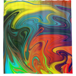 Trendy neon orange red blue yellow green Abstract Shower Curtain