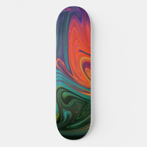 Trendy neon orange red blue yellow green Abstract  Skateboard