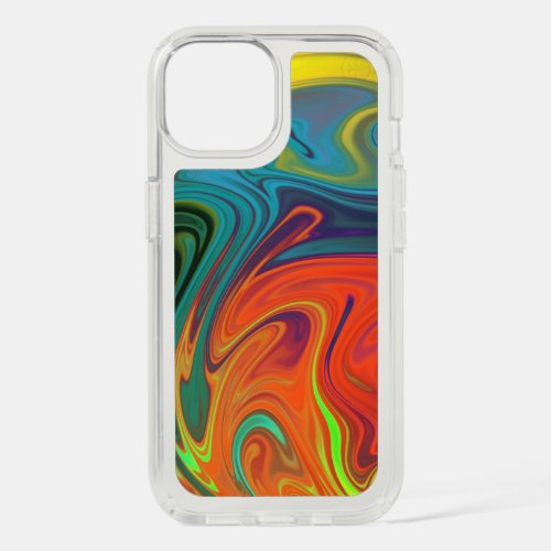 Trendy neon orange red blue yellow green Abstract  iPhone 15 Case