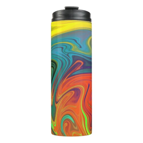 Trendy neon orange red blue yellow green Abstract  Thermal Tumbler