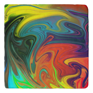 Trendy neon orange red blue yellow green Abstract  Trivet