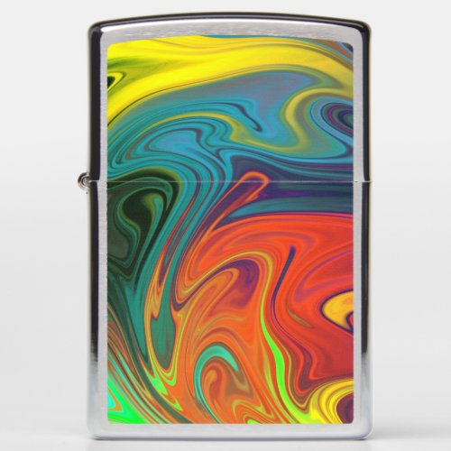 Trendy neon orange red blue yellow green Abstract  Zippo Lighter