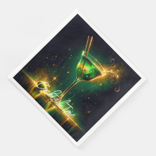 Trendy Neon Party Time Personalized Paper Dinner Napkins