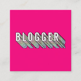 Trendy neon pink 3d typography blogger minimal square business card