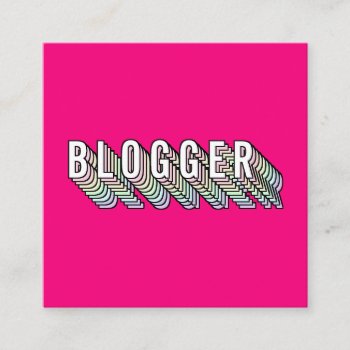 Trendy Neon Pink 3d Typography Blogger Minimal Square Business Card by moodii at Zazzle