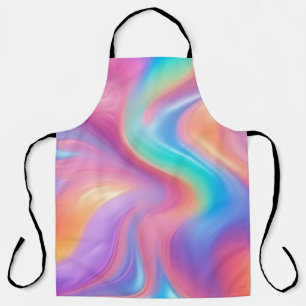 Trendy neon Pink Blue green abstract waves  Apron