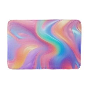 Trendy neon Pink Blue green abstract waves Bath Mat