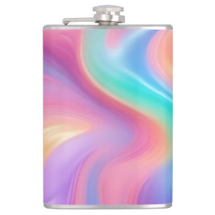 Trendy neon Pink Blue green abstract waves Flask