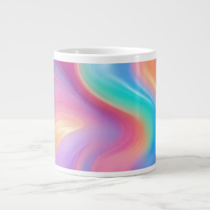 Trendy neon Pink Blue green abstract waves Giant Coffee Mug