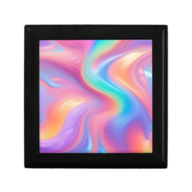 Trendy neon Pink Blue green abstract waves  Gift Box (Front)
