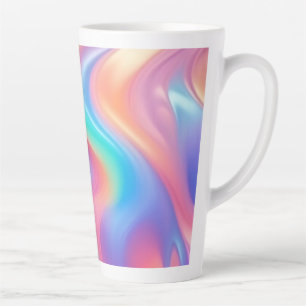 Trendy neon Pink Blue green abstract waves Latte Mug