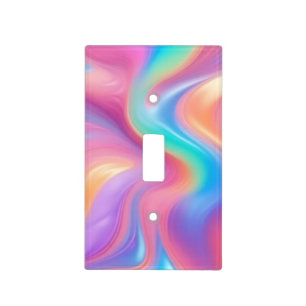 Trendy neon Pink Blue green abstract waves Light Switch Cover