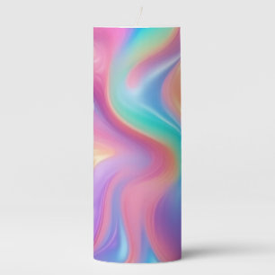 Trendy neon Pink Blue green abstract waves  Pillar Candle