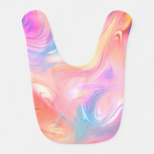Trendy neon Pink Blue yellow abstract waves Baby Bib
