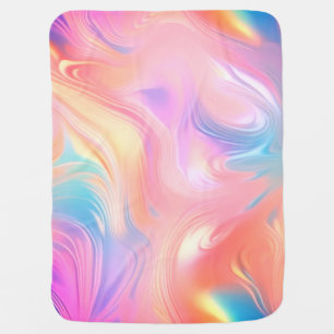 Trendy neon Pink Blue yellow abstract waves Baby Blanket