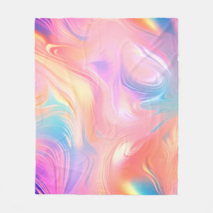 Trendy neon Pink Blue yellow abstract waves Fleece Blanket