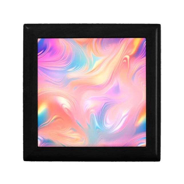 Trendy neon Pink Blue yellow abstract waves Gift Box (Front)