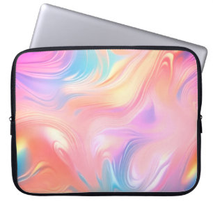 Trendy neon Pink Blue yellow abstract waves Laptop Sleeve