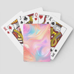Trendy neon Pink Blue yellow abstract waves Poker Cards