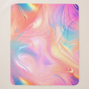 Trendy neon Pink Blue yellow abstract waves Sherpa Blanket