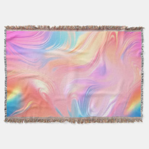 Trendy neon Pink Blue yellow abstract waves Throw Blanket