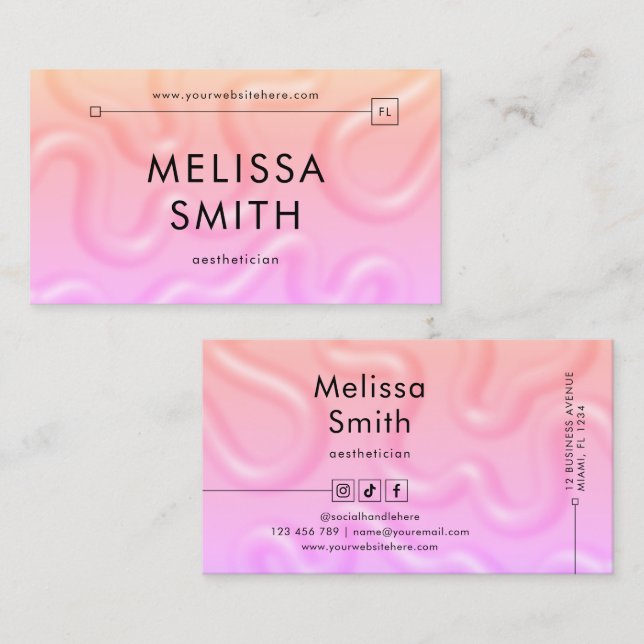 Trendy Neon Pink Lashes Spa Beauty Salon Business Card (Front/Back)