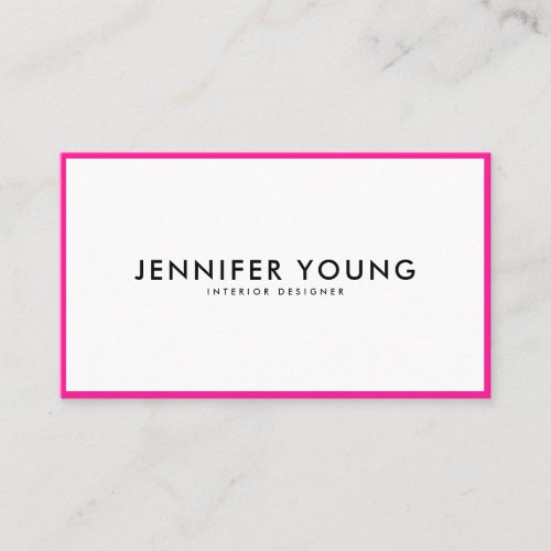 Trendy neon pink minimalist modern professional business card