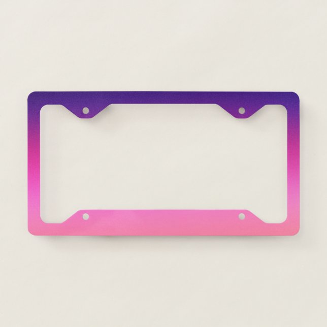 Trendy neon pink purple gradient license plate frame (Front)