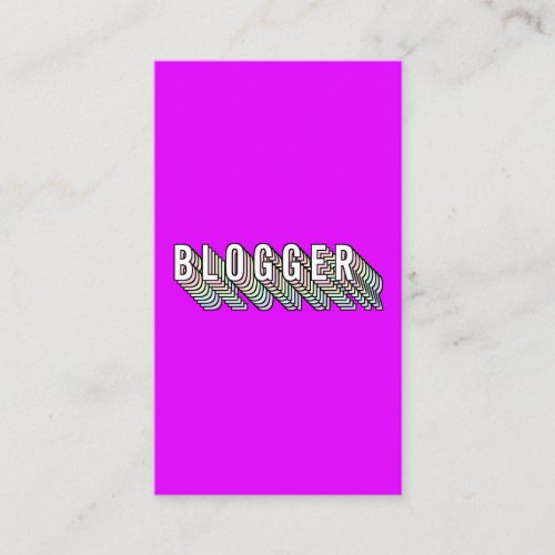 Trendy neon purple 3d typography blogger minimal business card