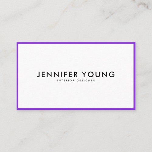 Trendy neon purple minimalist modern professional business card