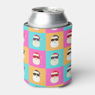 Trendy Neon Santa Sunglasses Pattern Retro Can Cooler