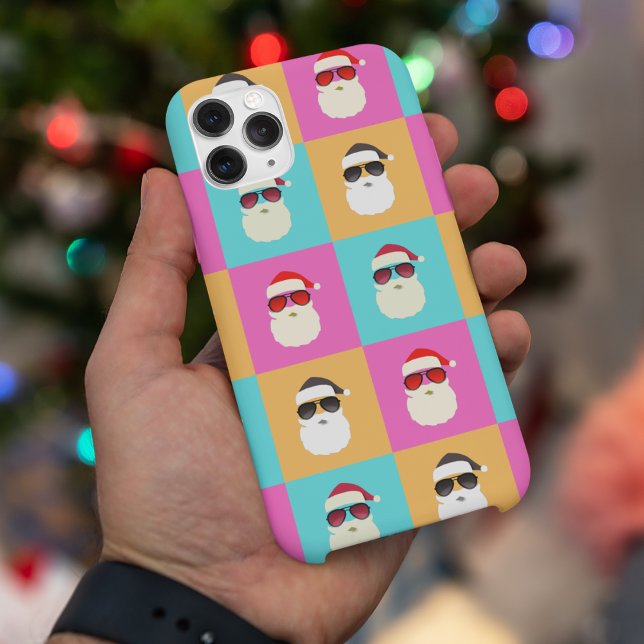 Trendy Neon Santa Sunglasses Pattern Retro Case-Mate iPhone Case (Creator Uploaded)