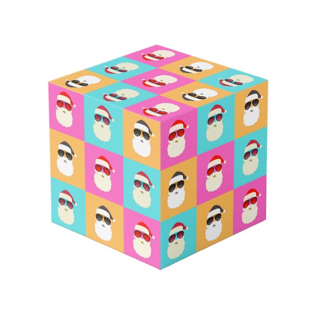 Trendy Neon Santa Sunglasses Pattern Retro Cube (Back Angled)