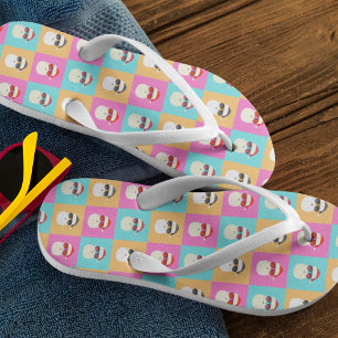 Trendy Neon Santa Sunglasses Pattern Retro Kid's Flip Flops