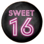 Trendy Neon Sweet Sixteen Hot Pink and Black Chocolate Covered Oreo (Front)