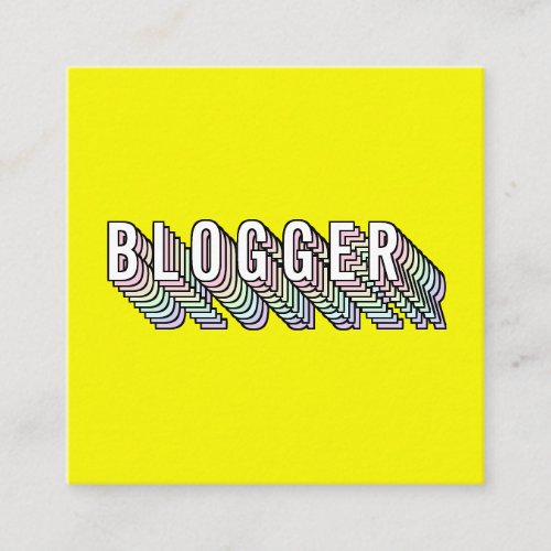 Trendy neon yellow 3d typography blogger minimal square business card