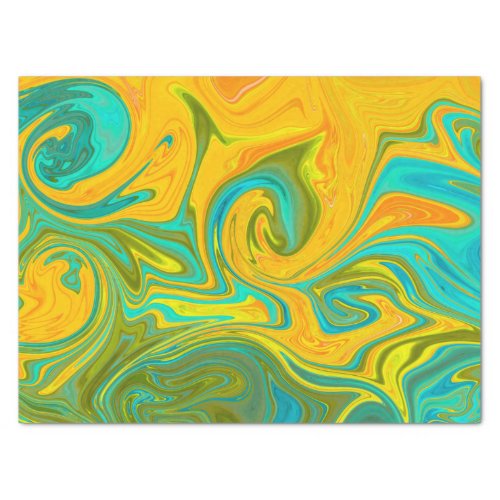 Trendy Neon Yellow Orange Green Abstract Swirl  Tissue Paper