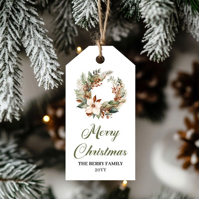 Trendy Neutral Christmas Wreath Elegant Gift Tag (Trendy Neutral Christmas Wreath Elegant Gift Tag)