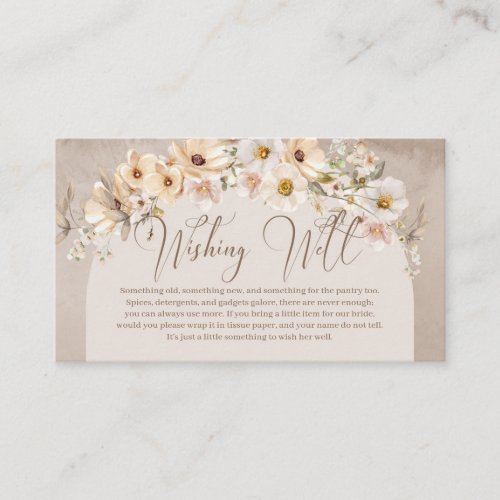Trendy neutral wildflowers boho arch Wishing well Enclosure Card
